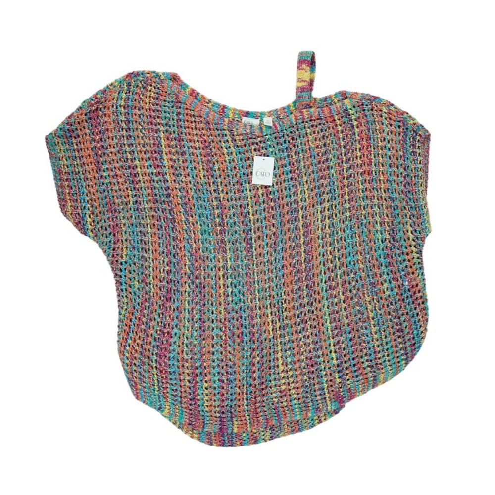 NWT Cato Est 1948 Multicolor Retro Y2K‎ Knit One Shoulder Sweater Top Size XL